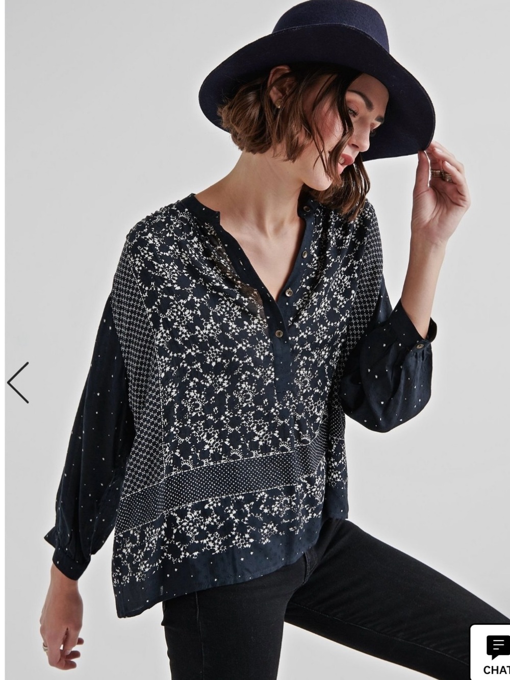 Lucky Brand Stars Print Peasant Blouse Size L - Picture 8 of 9